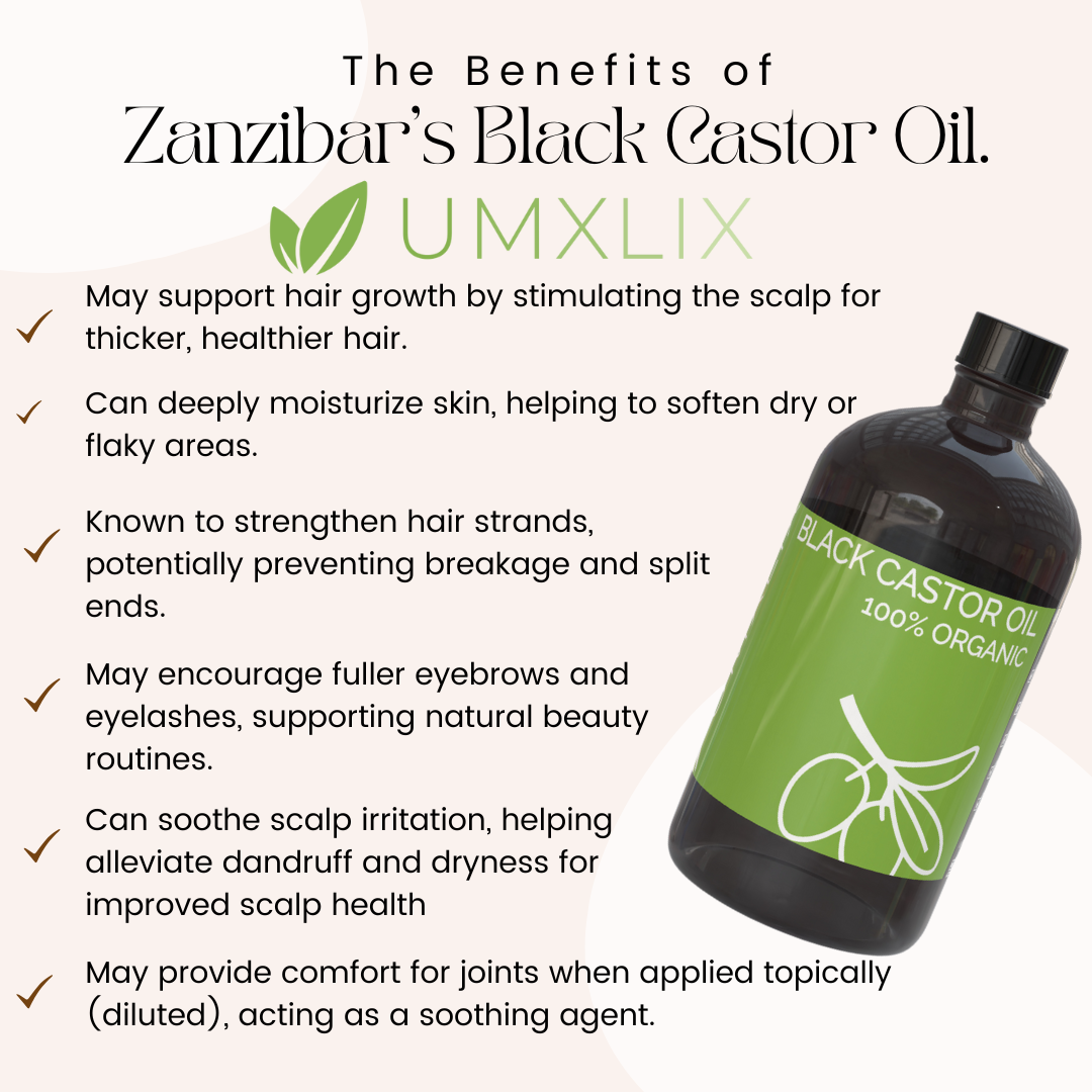 UMXLIX Black Castor Oil - 100% Pure, Cold-Pressed from Zanzibar